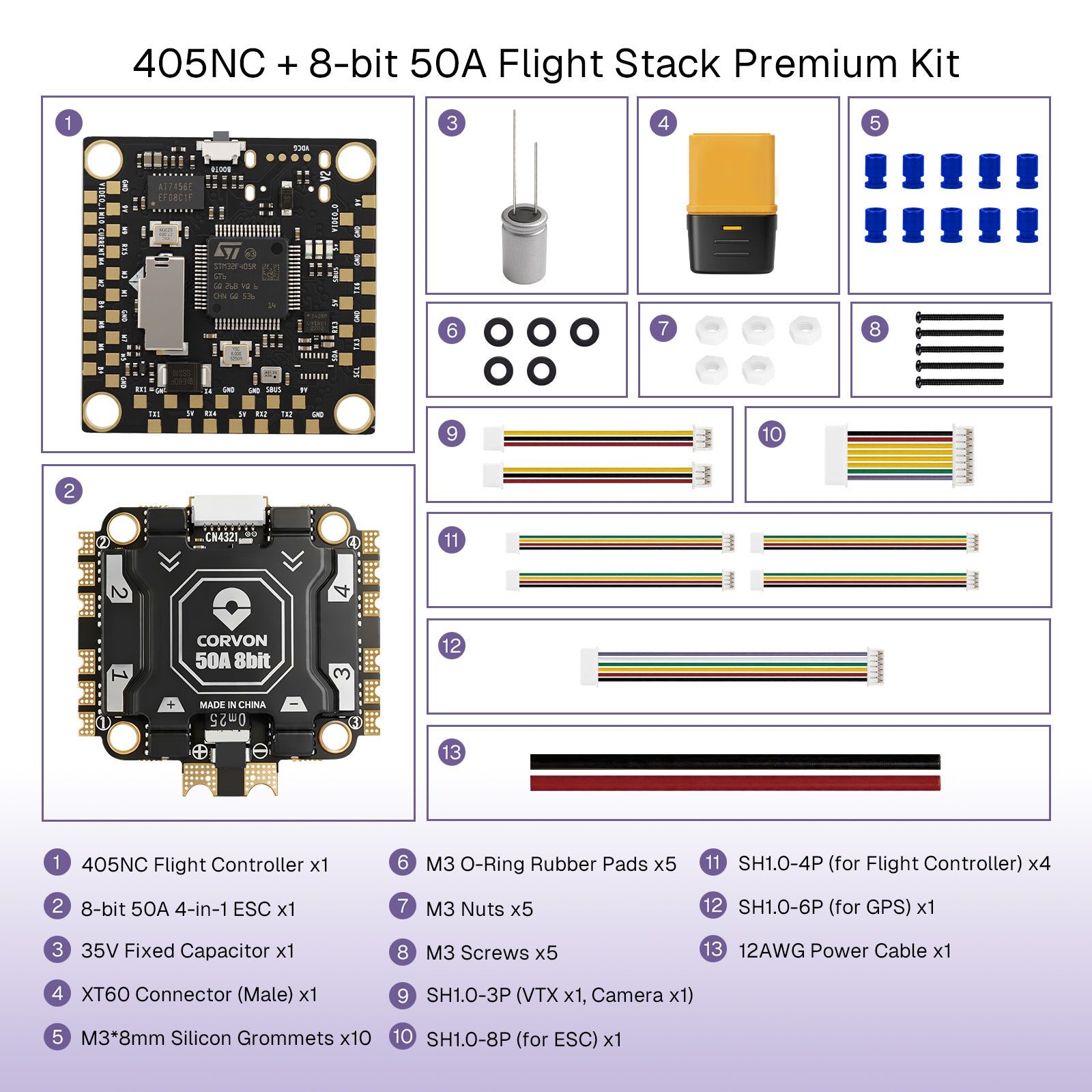 F405 Flight Controller with 50A 8 bit Stack