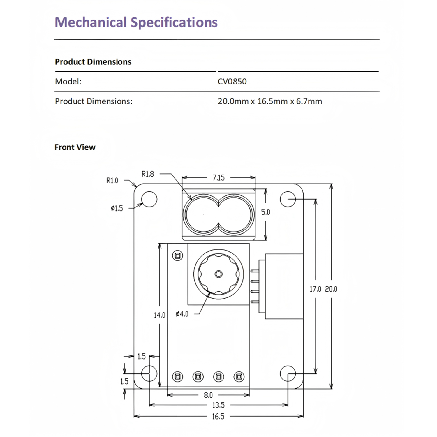 CV0850 Laser Ranging Sensor